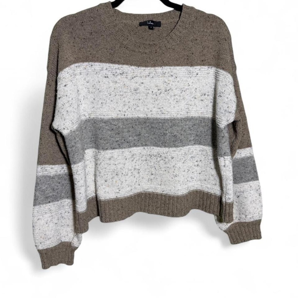 Lulus size S oversized brown‎ and grey striped sweater